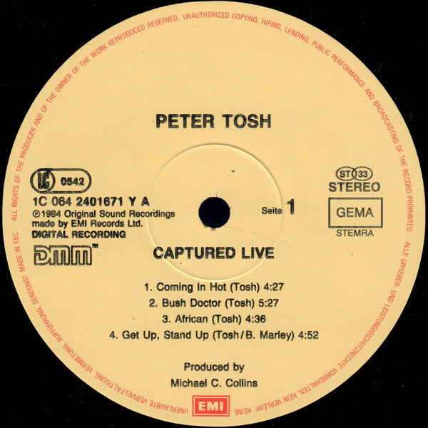 Peter Tosh ~ Captured Live (Vinyl) - Djungel & Jazz