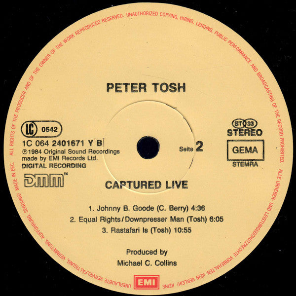 Peter Tosh ~ Captured Live (Vinyl) - Djungel & Jazz