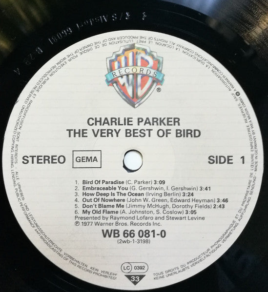 Charlie Parker : The Very Best Of Bird (2xLP, Comp, RE)
