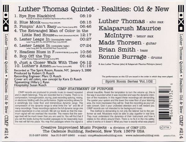 Luther Thomas Quintet ~ Realities: Old & New (Vinyl) - Djungel & Jazz