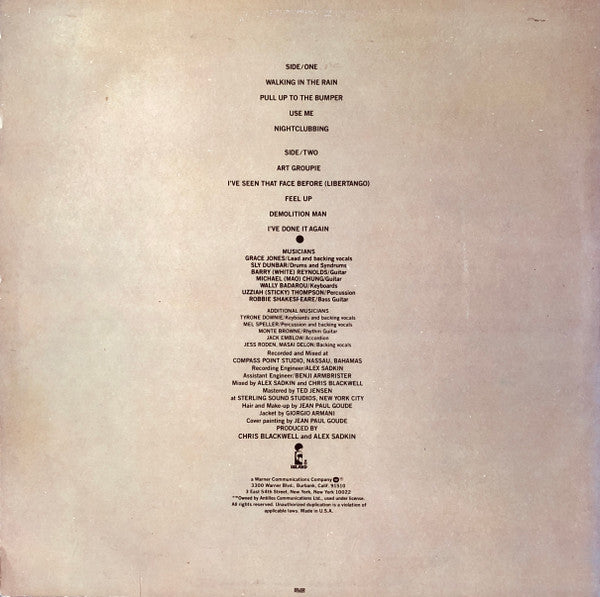 Grace Jones ~ Nightclubbing (Vinyl) - Djungel & Jazz