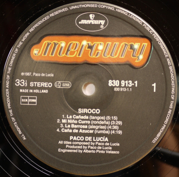 Paco De Lucia* : Siroco (LP, Album)