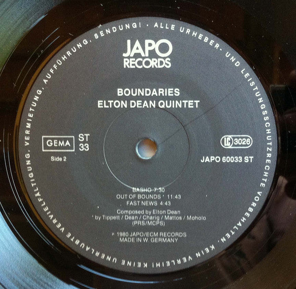 Elton Dean Quintet ~ Boundaries (Vinyl) - Djungel & Jazz