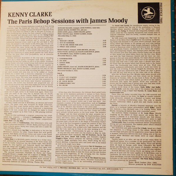 Kenny Clarke With James Moody : The Paris Bebop Sessions (LP, Comp, RM)