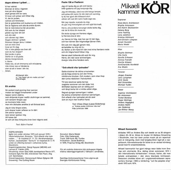 Mikaeli Kammarkör, Olov Olofsson ~ Dagen Skimrar I Gräset ... Mikaeli Kammarkör Och En Jazzgrupp (Vinyl) - Djungel & Jazz