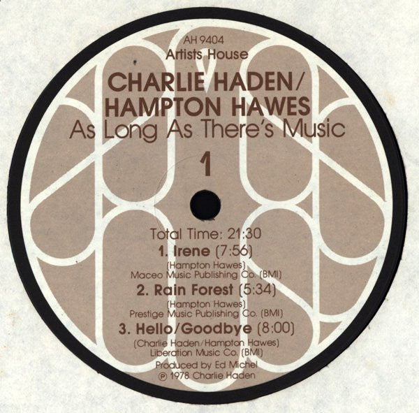 Charlie Haden / Hampton Hawes ~ As Long As There's Music (Vinyl) - Djungel & Jazz