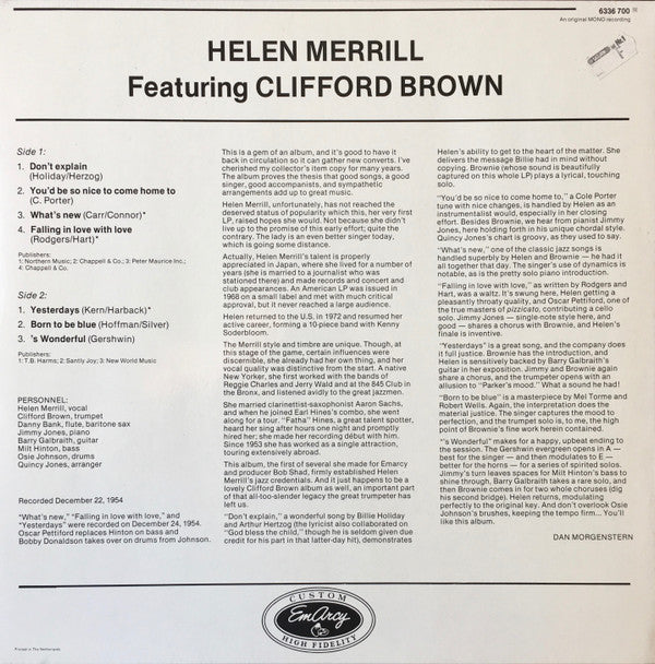 Helen Merrill ~ Helen Merrill (Vinyl) - Djungel & Jazz