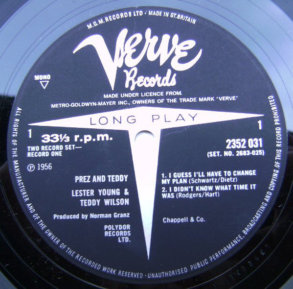 The Lester Young-Teddy Wilson Quartet ~ Prez & Teddy (Vinyl) - Djungel & Jazz
