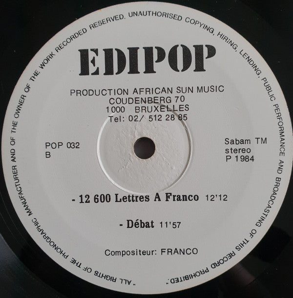 Franco Et Orchestre T.P.O.K. Jazz ~ Chez Rythmes Et Musiques A Paris (Vinyl) - Djungel & Jazz