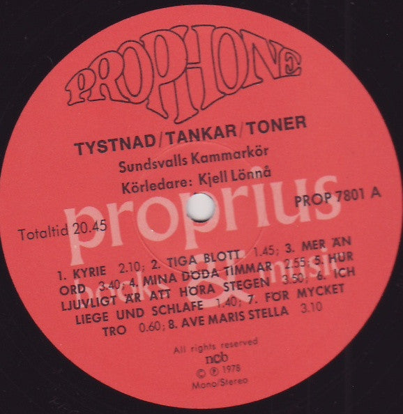 Sundsvalls Kammarkör ~ Tystnad/Tankar/Toner - Till Dig Som Vill Ha Stillhet, Som Vill Lyssna, Mediter, Vara I Fred... (Vinyl) - Djungel & Jazz