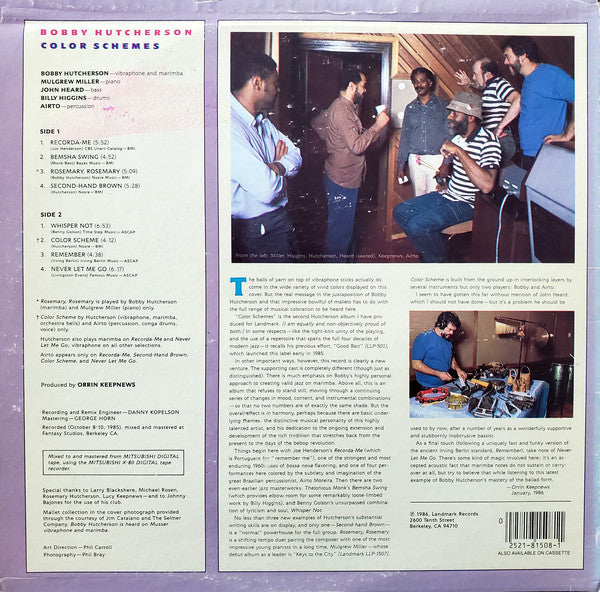 Bobby Hutcherson ~ Color Schemes (Vinyl) - Djungel & Jazz