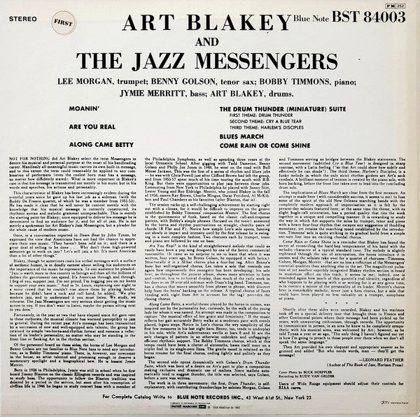Art Blakey And The Jazz Messengers* : Moanin' (LP, Album, RE)