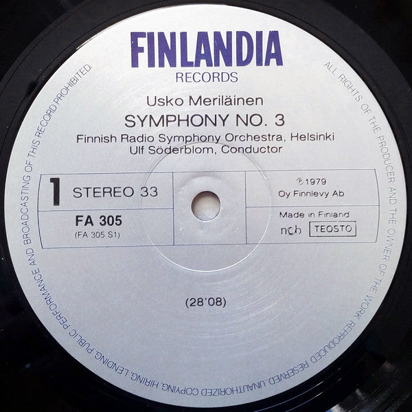 Usko Meriläinen ~ Symphony No.3 / Concerto No.2 For Piano And Orchestra (Vinyl) - Djungel & Jazz