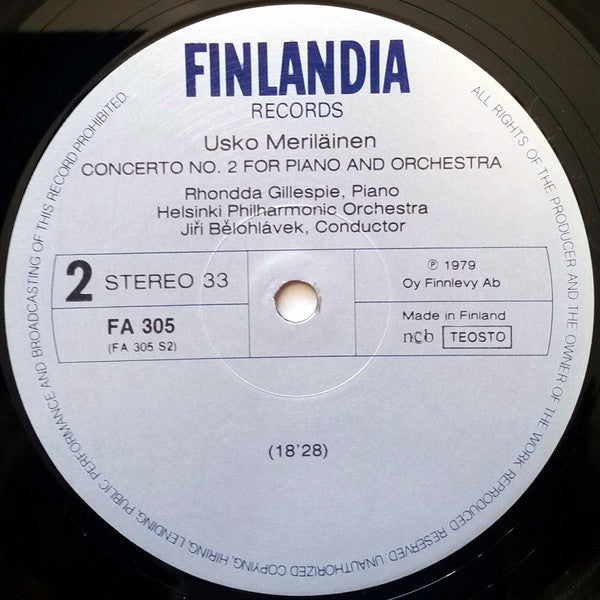 Usko Meriläinen ~ Symphony No.3 / Concerto No.2 For Piano And Orchestra (Vinyl) - Djungel & Jazz