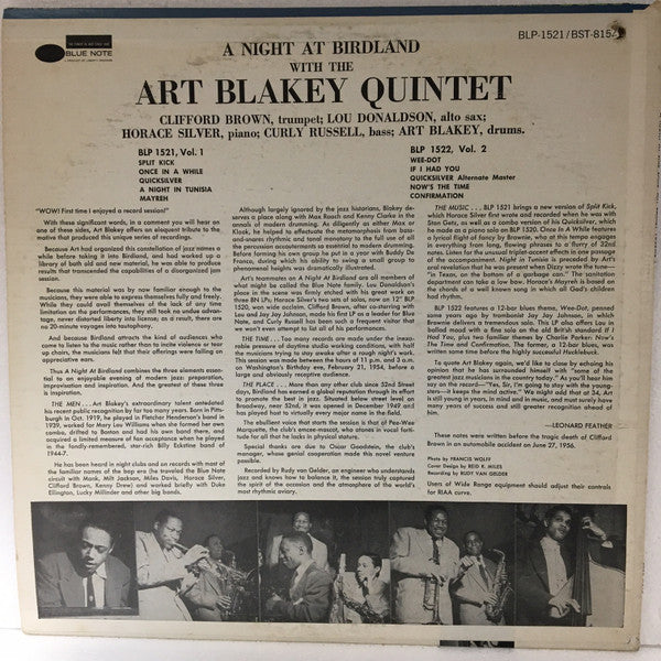 Art Blakey Quintet : A Night At Birdland Volume 1 (LP, Comp, RE)