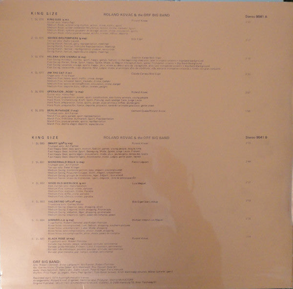 Roland Kovac & ORF Big Band ~ King Size (Vinyl) - Djungel & Jazz