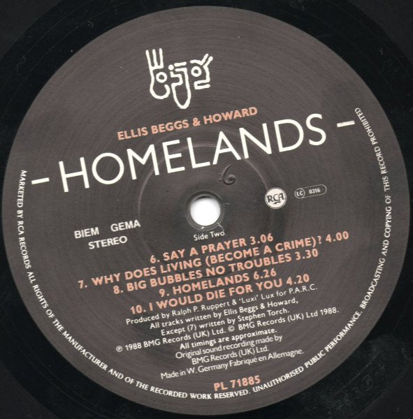 Ellis Beggs & Howard ~ Homelands (Vinyl) - Djungel & Jazz