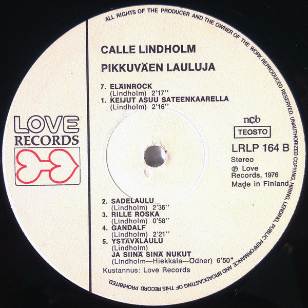 Calle Lindholm, Musiikkiteatteri Ilona : Pikkuväen Lauluja (LP, Album)