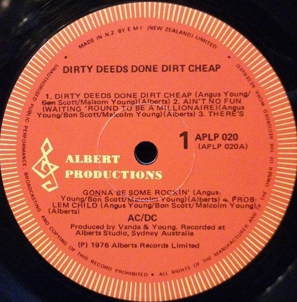 AC/DC : Dirty Deeds Done Dirt Cheap (LP, Album, RE, RP)