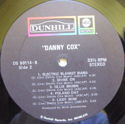 Danny Cox ~ Danny Cox (Vinyl) - Djungel & Jazz
