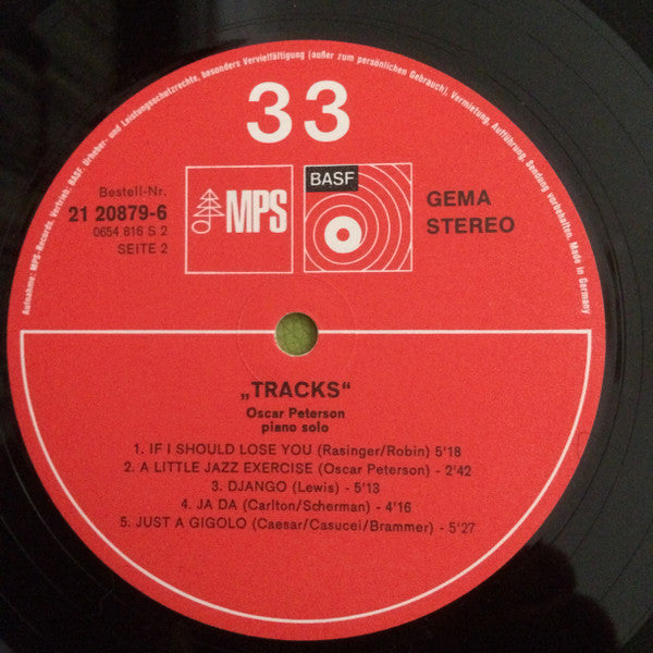 Oscar Peterson ~ Tracks, Oscar Peterson Piano Solo (Vinyl) - Djungel & Jazz