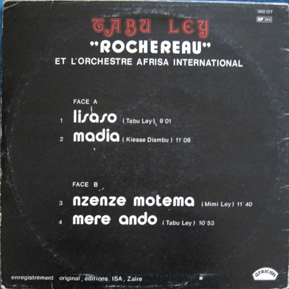 Tabu Ley Rochereau Et Orchestre Afrisa L'International ~ Tabu Ley (Vinyl) - Djungel & Jazz