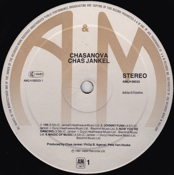 Chas Jankel ~ Chasanova (Vinyl) - Djungel & Jazz