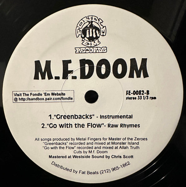 MF Doom ~ Greenbacks / Go With The Flow (Vinyl) - Djungel & Jazz