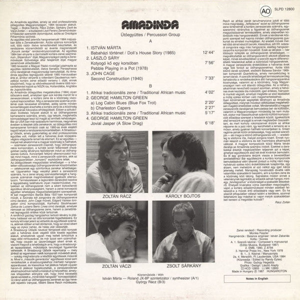 Amadinda Percussion Group ~ Cage · Márta · Sáry · Ragtime · African Music (Vinyl) - Djungel & Jazz