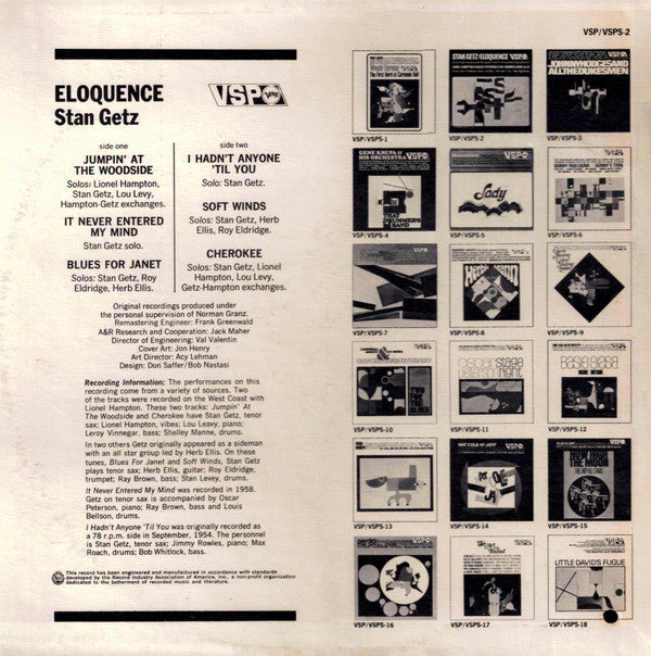 Stan Getz ~ Eloquence (Vinyl) - Djungel & Jazz