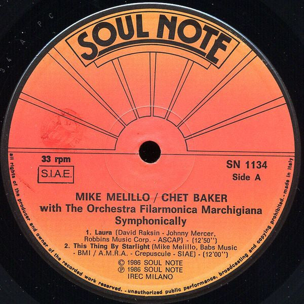 Mike Melillo / Chet Baker ~ Symphonically (Vinyl) - Djungel & Jazz