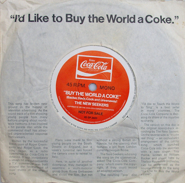The New Seekers / The Ivor Raymonde Orchestra ~ Buy The World A Coke / It's The Real Thing (Vinyl) - Djungel & Jazz