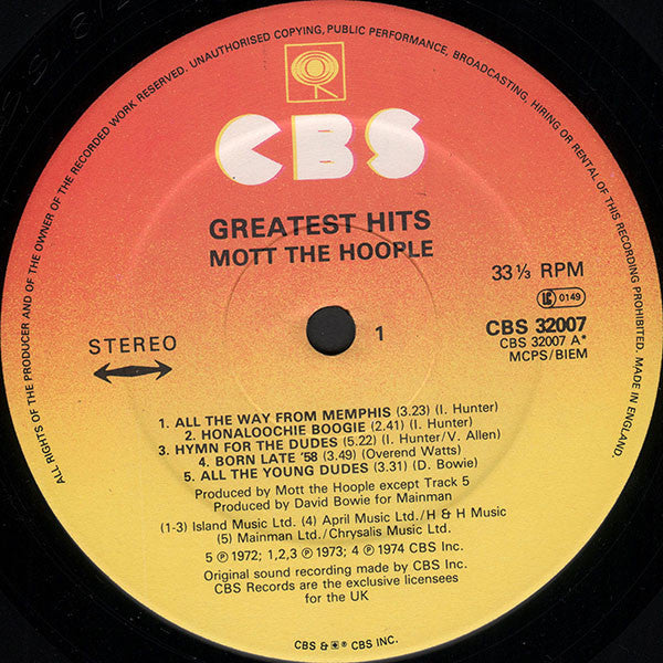 Mott The Hoople ~ Greatest Hits (Vinyl) - Djungel & Jazz