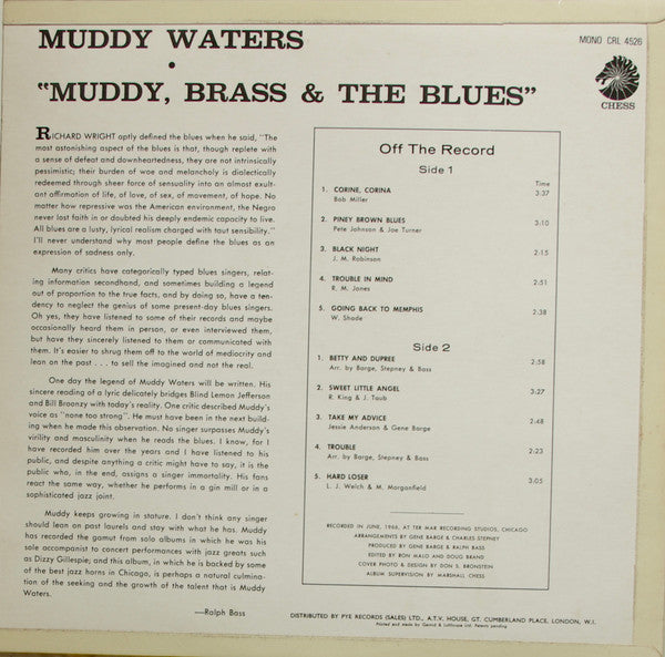Muddy Waters ~ Muddy, Brass & The Blues (Vinyl) - Djungel & Jazz