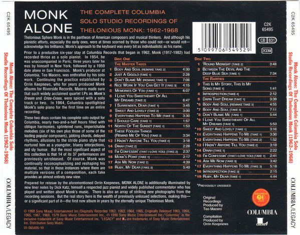 Thelonious Monk ~ Monk Alone: The Complete Columbia Solo Studio Recordings 1962-1968 (Vinyl) - Djungel & Jazz