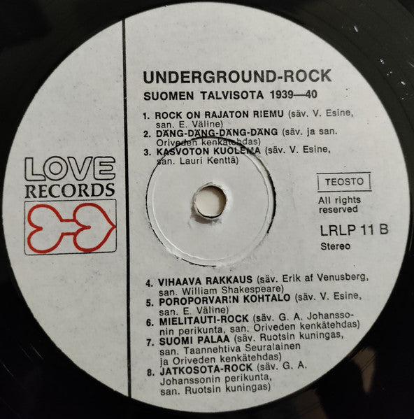 Suomen Talvisota 1939-1940 : Underground-Rock (LP, Album, RE)