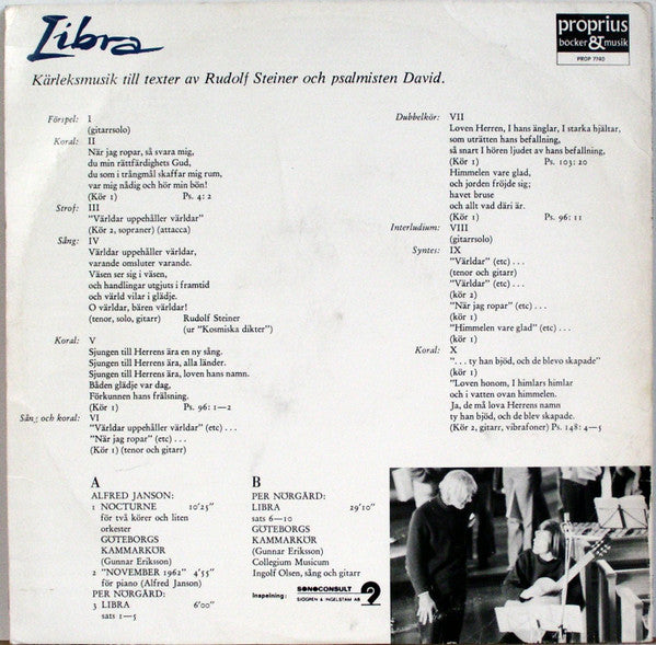 Ingolf Olsen, Göteborgs Kammarkör, Per Nørgård, Alfred Janson ~ Nocturne / November 1962 / Libra (Vinyl) - Djungel & Jazz