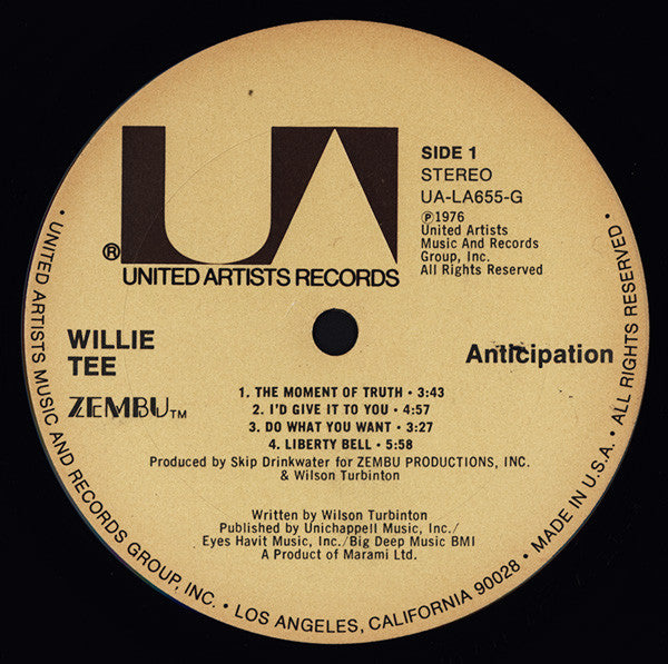 Willie Tee : Anticipation (LP, Album)