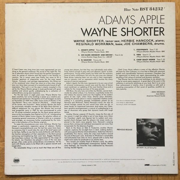 Wayne Shorter : Adam's Apple (LP, Album, RE, RM, DMM)