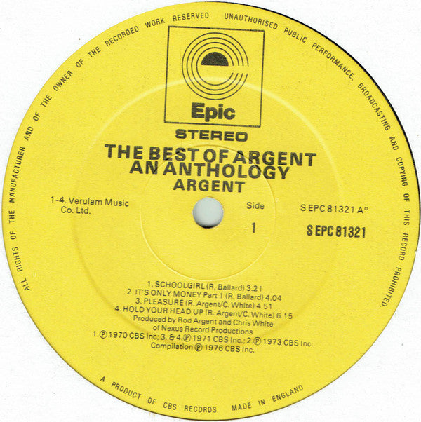 Argent ~ The Best Of Argent - An Anthology (Vinyl) - Djungel & Jazz