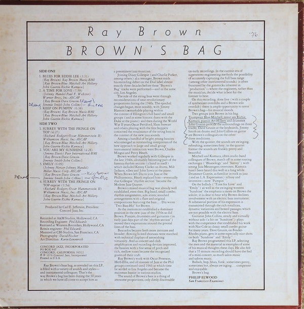 Ray Brown ~ Brown's Bag (Vinyl) - Djungel & Jazz