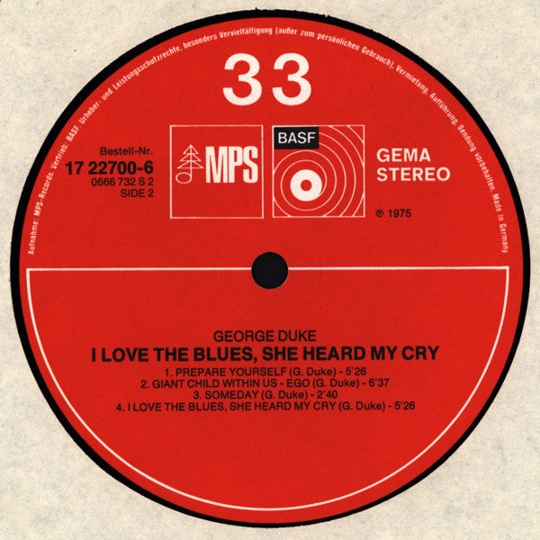 George Duke ~ I Love The Blues, She Heard My Cry (Vinyl) - Djungel & Jazz