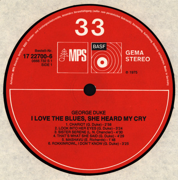George Duke ~ I Love The Blues, She Heard My Cry (Vinyl) - Djungel & Jazz