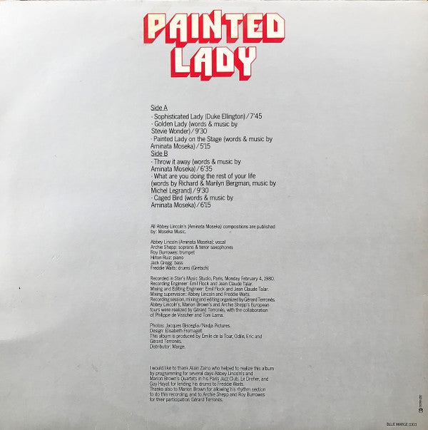 Abbey Lincoln : Painted Lady (Abbey Lincoln In Paris) (LP, Album, Gat)