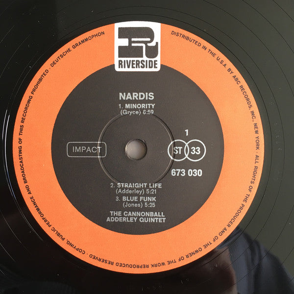 The Cannonball Adderley Quintet ~ Nardis (Vinyl) - Djungel & Jazz
