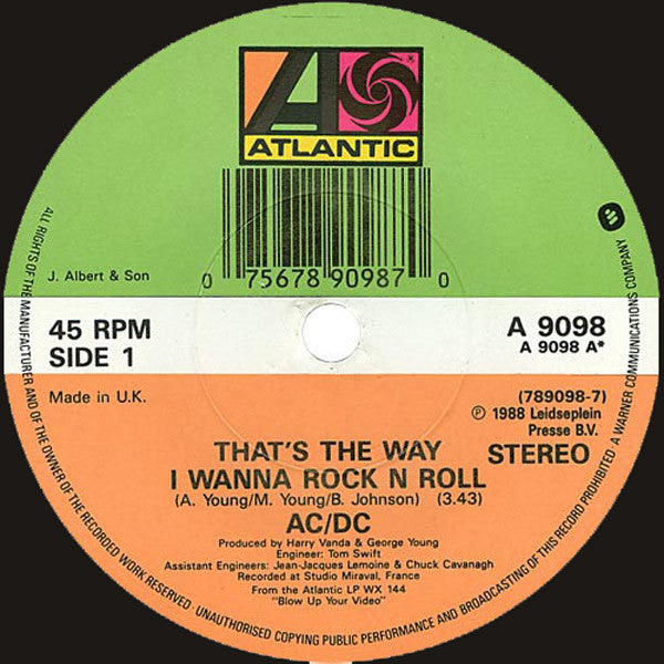 AC/DC : That's The Way I Wanna Rock N Roll (7", Single)