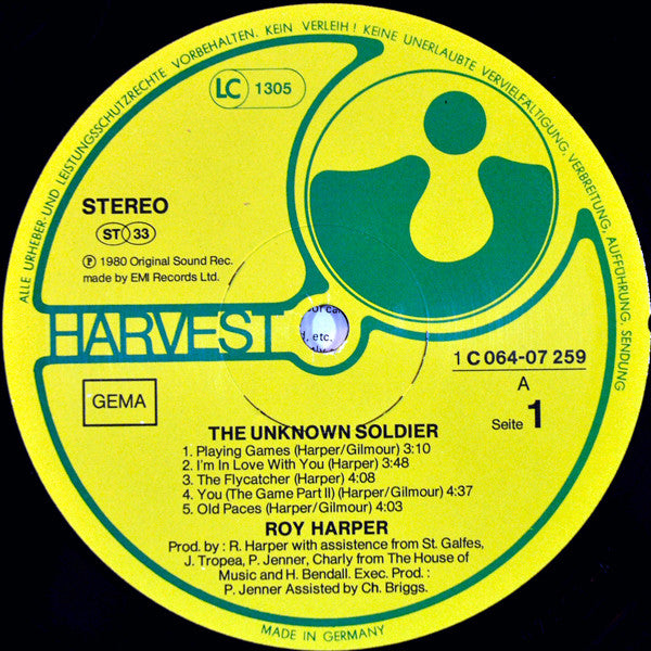 Roy Harper ~ The Unknown Soldier (Vinyl) - Djungel & Jazz