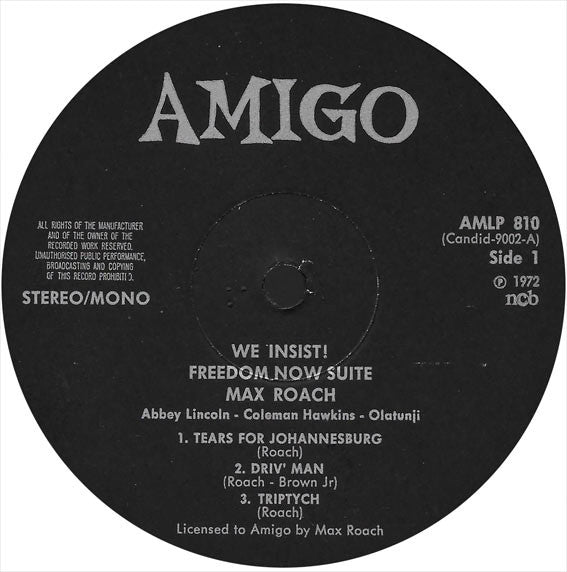 Max Roach : We Insist! Max Roach's Freedom Now Suite (LP, Album, RE)