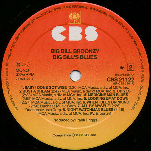 Big Bill Broonzy ~ Big Bill's Blues (Vinyl) - Djungel & Jazz