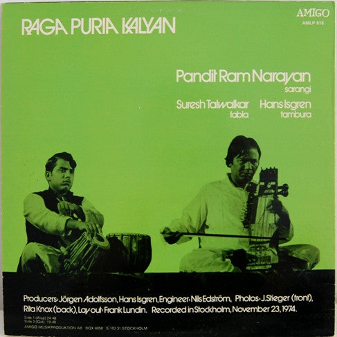 Pandit Ram Narayan ~ Raga Puria Kalyan (Vinyl) - Djungel & Jazz